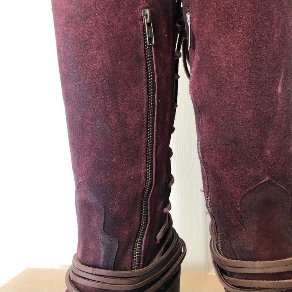 BNWB FREEBIRD WINE COAL TALL BOOTS SUEDE/LEATHER sz 7 - Picture 8 of 9